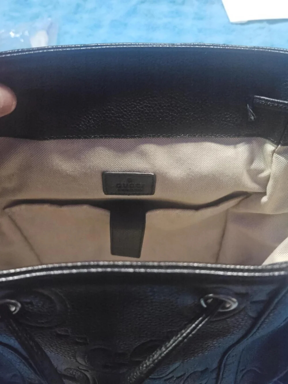 Gucci - Auth Gucci 625770 GG Embossed Leather Black Backpack